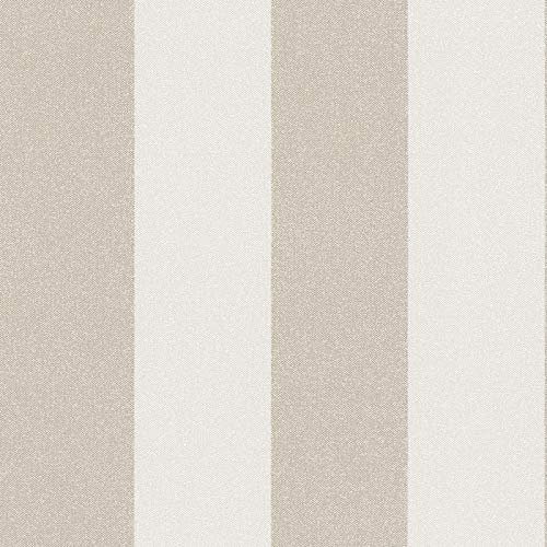 Streifentapete Vlies Streifentapete Beige Tapete für Badezimmer Büro | Beige / Crème | 10,05 x 0,53 m
