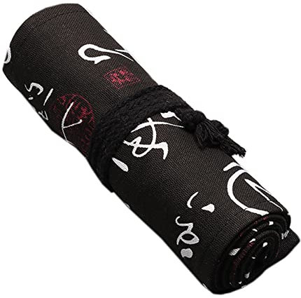 Anawakia Wrap Leinwand Stifterolle Bleistift Wrap Tragbar Stifterolle Bleistifthalter Reise Stiftehalter Buntstifte Federmäppchen Roll-up Mäppchen Tasche Organizer (Kalligraphie,72 Slots)