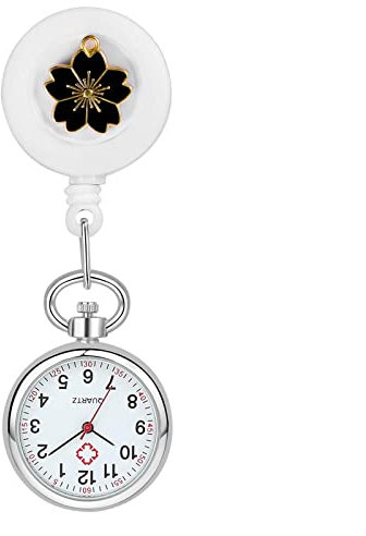 Avaner Krankenschwesternuhr Krankenschwester Uhren, Schwesternuhr Blumen Design mit Clip, Ausziehbare Pflegeuhr FOB Analog Quarzwerk Taschenuhr Ansteckuhr für Pflege Doktor Arzt Schwestern