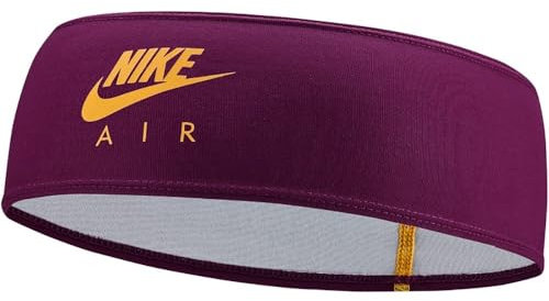 Nike DRI-FIT Swoosh Headband 2.0 Stirnband aus Polyester und Elasthan in der Farbe Sangria/University Gold, N.100.4516.646.OS