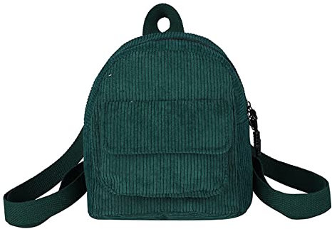 Damen Mini Rucksack Cord Mädchen Bookbags Reiserucksack (Dunkelgrün)