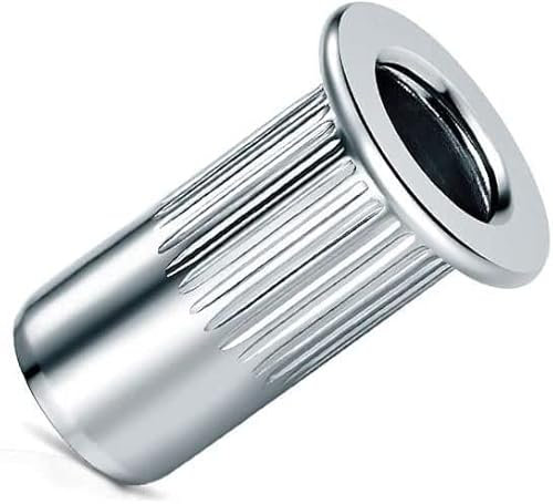 M6 Dadi per rivetti ciechi, corpo tondo scanalato con testa bombata Inserto filettato aperto, 6mm Nutsert, Rivsert zigrinato in acciaio zincato, Rivsert per acciaio, lega, rame, plastica (50 pezzi)