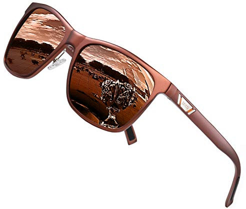 DUCO Polarisiert Sonnenbrille für Herren mit UV400 Schutz Retro Rechteckig Rahmen Ultraleichte Metallrahmen Brillengläser Fahrerbrille Sportsonnenbrille 3029H (Braun, Braun)