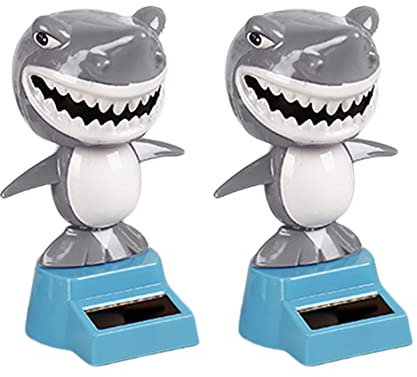 Huamengyuan 2pcs Auto Armaturenbrett Solar Dekoration,Cartoon Shark Kreative Autodekoration Solarbetriebenes Tanzendes Spielzeug Auto Kreative Dekoration für Auto Büro Schreibtisch Home Decor