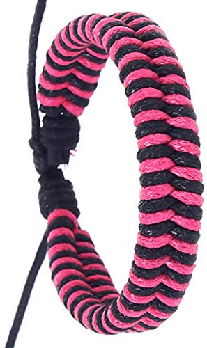 TianWlio Bracciale semplice fatto a mano, da uomo, alla moda, retrò, alla moda, compatibile con catena per moto (rosa caldo, taglia unica)