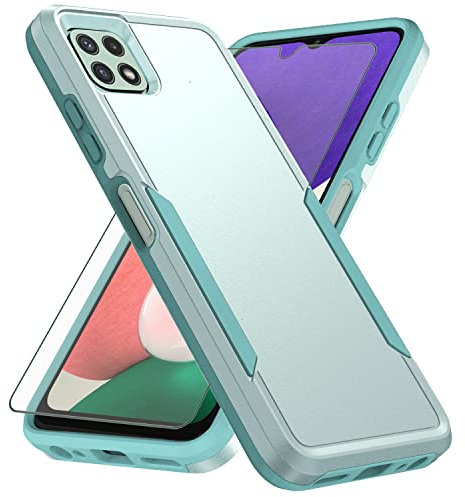 Asuwish Phone Case for Samsung Galaxy A22 5G/Boost Mobile Celero 5G with Tempered Glass Screen Protector Cover and Slim Hybrid Full Body Protective Cell Accessories Celero5G A 22 22A G5 Women Green