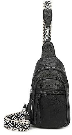 OBC Damen Bodybag Sling Tasche Rucksack Gürteltasche Crossbag Crossover Schultertasche Crossbody Brusttasche Umhängetasche Schwarz
