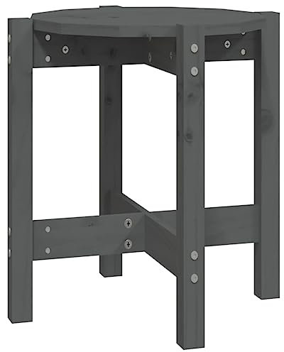 vidaXL Couchtisch Beistelltisch Wohnzimmertisch Kaffeetisch Sofatisch Teetisch Tisch Holztisch Wohnzimmer Grau Ø 42,5x45cm Massivholz Kiefer