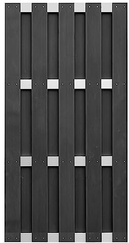 TETZNER&JENTZSCH ELDENA-Serie ANTHRAZIT 90 x 180 cm, WPC-Bretterzaun 4 Querriegel ALU hell eloxiert #658220000