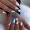 Agasar 24pcs Square Marble Stick-on False Nails White Green Press-on Nails Glue-on Nails Removable Fake Nails Women Girls Nail Art Accessories