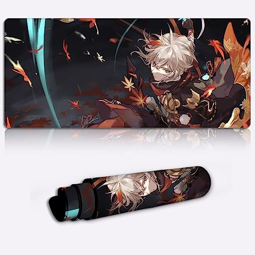 DEHUA Tapis de Souris Genshin Impact XXL Kaedehara Kazuha Tapis de Souris de Jeu Personnage de Jeu Grand Tapis de Souris de Jeu (11.8x31.49X0.15) Pouces