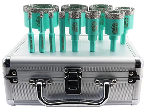 Diamond Core Drill Bits Kit - 11pcs (6/6/8/10/20/25/32/35/45/50/65mm) LEKOMESH Tile Hole Saw Kit with Triangle Shank for Porcelain Tile Ceramic Granite Marble Masonry Stone