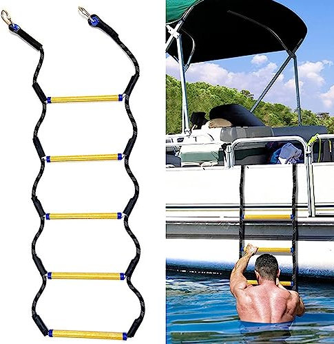 shengyi Schlauchbootleiter 5 Stufen Bootsleiter - Badeleiter Bootsleiter, Nylon Strickleiter Mit 5 Stufen, Schlauchbootleiter Badeleiter Strickleiter 5 Stufig Incl