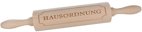 Spruchreif | Nudelholz mit Gravur | Teigroller aus Holz | Backen | Plätzchen | Teigausroller als Backzubehör | Backrolle aus Holz | Teigwalze | Geschenk Mama Oma | „Hausordnung“