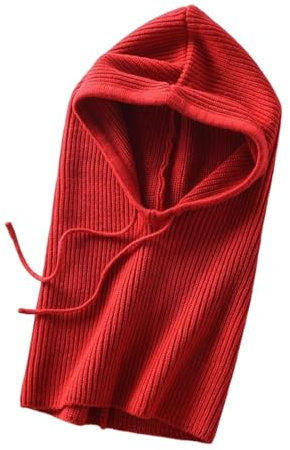 HEYANN Damen-Sturmhaube, Mütze Snoods für Damen Kapuze Winter Kaschmir, Strickmütze Skimaske Skimütze Outdoor Winddicht Kapuzenschal Sturmhaube Beanie-Mütze für Damen (rot)