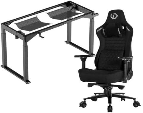 ULTRADESK - Set von Uplift Frame Schreibtisch-Gestell elektrisch gesteuert und höhenverstellbar und Throne Drehbarer Gaming/Bürostuhl mit Verstellbarer Höhe und Rückenlehne - Ergonomisch - Schwarz