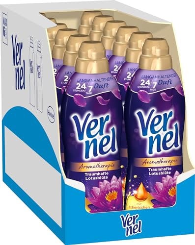VERNEL Aromatherapie Traumhafte Lotusblüte Weichspüler 444WL (12x37 Waschladungen), langanhaltender Wäscheduft mit ätherischen Ölen für 24/7 Frische, recycelbare Flasche