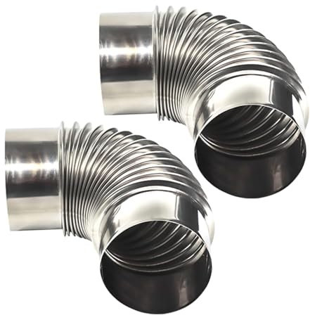 YXCNP 90°-Bogen-Ofenrohr 12 cm, 2 Stück Edelstahl-Kamin-Bogen-Auspuffrohr ? 120-mm-Ofenrohrbogen, hitzebeständiges Rauchrohr, 4,7-Zoll-Verlängerungskaminrohre