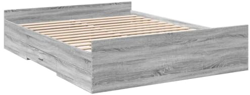 vidaXL Bettgestell, Bett mit Schubladen, Bettrahmen mit Sperrholzlatten, Doppelbett für Schlafzimmer, Schubladenbett, Grau Sonoma 160x200cm Holzwerkstoff