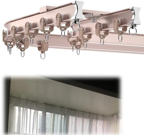 Flexible Biegbare Decken-Vorhangschiene, Gardinenschiene Gebogene Deckenschiene, Raumteiler, for Gebogene Duschvorhänge, Wohnmobil- und Schiebevorhangschienen (Color : Pink, Size : 5.5m/18ft)