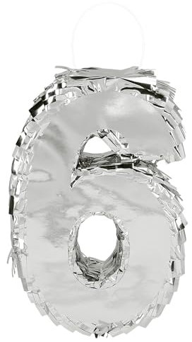 Boland - Zahlen Pinata, 25 x 16 x 5 cm, glänzende Nummer für Jubiläum und Geburtstag, Zahl, Silber, Dekoration, Party-Spiel