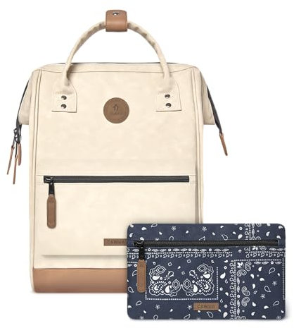 Cabaïa - Adventurer Rucksack Andenne Medium 18L - Wasserabweisend - Laptopfach bis zu 13 Zoll - 2 Vordertaschen - vegan zertifiziert - Rucksack für Reisen und Arbeit, Damen & Herren - Beige