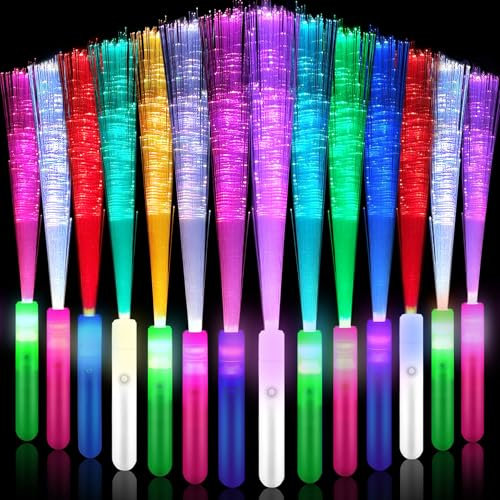 YeahBoom 28 Stück Leuchtstäbe Partyzubehör,Bunte Leuchtstäbe Glasfaser,LED Leuchtstäbe,LED Leuchtwedel Set,Leuchtwedel Party Set mit Multicolor Licht,Glasfaser Leuchtstab für Konzert,Party,Hochzeit