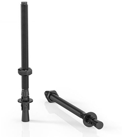 ORTAVA 5 Stück Schwerlastdübel M8 x 120mm, Bolzenanker M8 Edelstahl, Schwerlastanker, Edelstahl A2 V2A, Schwarzes Oxid, mit Unterlegscheiben und Muttern, für Maschinen, Geländer