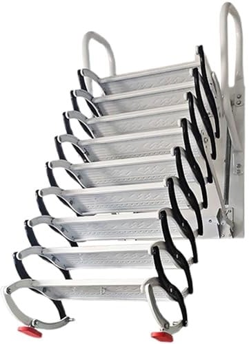 Ausziehbare Dachbodenleiter mit breitem Anti-Rutsch-Pedal und Armlehnen, ausziehbares System für Dachbodentreppen (1,22 m)