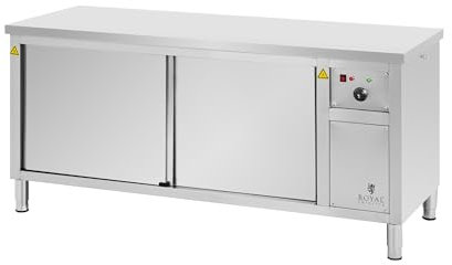 Royal Catering Armario Caliente de 180 x 70 x 85 cm Temperatura de 30 a 80 °C Acero Inoxidable (304) con Placa Reforzada Calentador de platos para catering Armario calefactado para banquetes