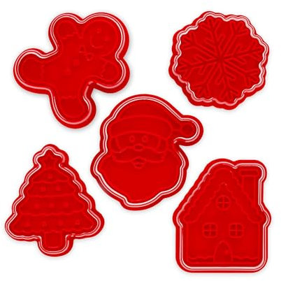 Legami - Moldes para galletas navideñas, juego de 5 formas diferentes con sello, aptos también para niños