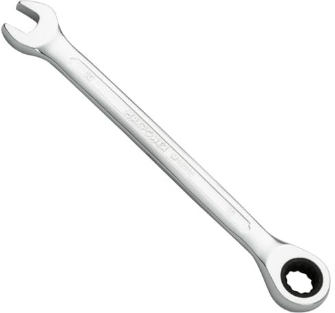 MaxPower Clé Mixte à Cliquet de 10 mm, clé à Engrenage de Qualité Industrielle Avec 12 Points, Cliquet à 72 Dents, Fabriquée en Acier Cr-V Forgé et Traité Thermiquement Avec Revêtement Chromé