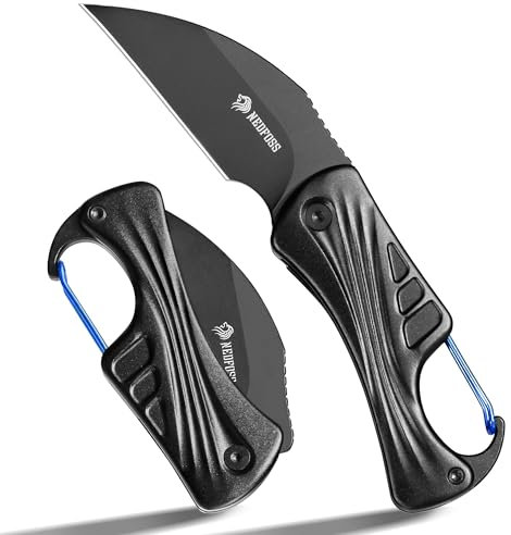 NedFoss FLAMINGO Klappmesser, 6cm D2 Stahl mini Taschenmesser mit Aluminiumgriff & Liner Lock, Schlüsselanhänger Messer mit Karabiner, EDC Messer für Alltag, Sammlung & Geschenk