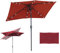 Fiqops Parasol solaire à LED - 210 x 140 cm - Avec manivelle - Rectangulaire - Protection solaire UV50+ - Pliable - Imperméable - Pour jardin, sans support - Rouge, rouge avec LED, 210 x 140cm