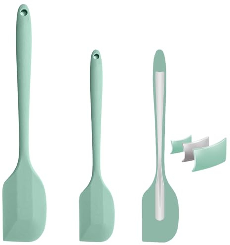 2 Stück Silikon Spatel,Antihaft Teigschaber Silikon mit Metallkern,zum Mischen,Rühren und Schaben.Teigschaber Klein,Hitzebeständig bis 240℃,ideal für Kochen und Backen28,2 x 5,3 cm, 21 x 4,5 cm (grün)
