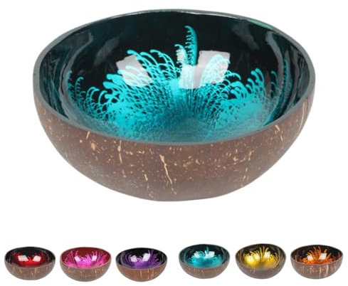 SHUZHENG Coconut Bowls Natural Coconut Shell Bowl,Decorative Bowl, Shell Bowls Key Bowl for Entryway Table Candy Container Nuts Holder Bowl for Decoration (Blue)