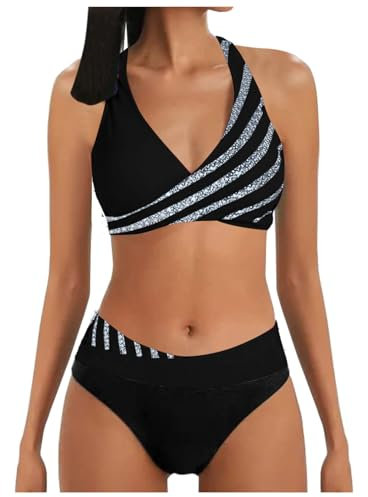Costume Donna Bikini Push Up con Reggiseno Imbottito Costumi da Bagno 2 Pezzi Vita Alta con Stampa Floreale Costume Elasticizzato per Spiaggia, Piscina e Mare