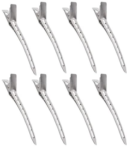 8 Pièces Pinces À Cheveux Métal Argenté Pinces À Cheveux En Bec De Canard Sectionnement En Alligator DIY Pinces À Cheveux Enroulées En Crocodile (8 pièces)