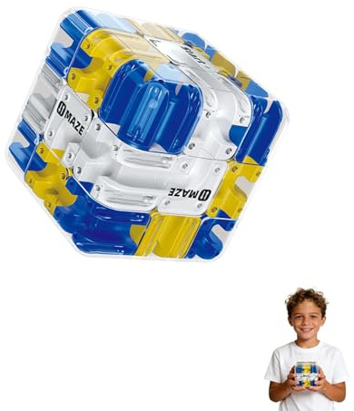 3D Labyrinth Würfel Puzzle - 3x3 Maze Cube Mit Rollenden Kugeln, Labyrinth Kugel, Räumliches Bewusstseins Gehirntrainingsspielzeug, Knobelspiele für Erwachsene und Jugendliche (Gelbblau)