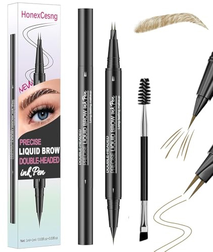 Matita Sopracciglia Microblading, Eyebrow Pen 2 IN 1, 3D Liquid Penna per Sopracciglia Effetto Pelo, Makeup Lift & Snatch, A prova di sbavature, No transfer, Waterproof