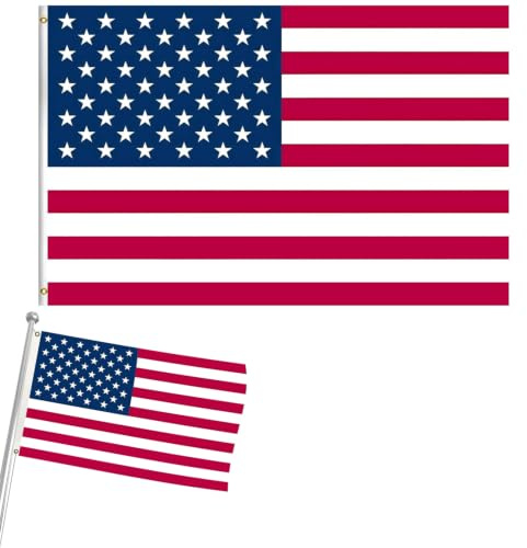 Banderas americanas grandes de 5 x 3 pies con patrón de doble lado, bandera de Estados Unidos con ojos de latón para el Día de la Independencia, Día de los Veteranos, Día del Jardín, Calle, Interior