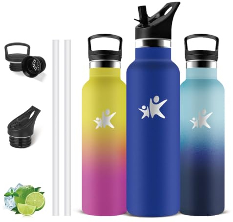 Borraccia Termica, Borraccia 750 ml, Boraccia Termica con Cannuccia | Bottiglia senza Perdite - Mantiene Caldo per 12 Ore/Freddo 24 Ore, Borracce Termiche per Trekking, Sport, Yoga, Adultoa