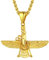 U7 Kette mit Faravahar Anhänger Herren Edelstahl Halskette Iranisch Persisch Faravahar Anhänger Gold Kette Zoroastrismus Amulett Farohar Anhänger mit 55cm Weizenkette Modeschmuck für Geburtstag