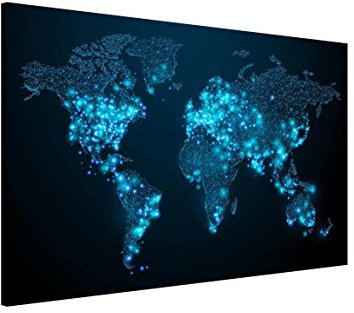 Bilderwelten Magnettafel - Connected World Weltkarte - Memoboard Querformat 2:3, Wandbild Magnettafel Pinnwand Magnetboard Magnetpinnwand Magnetwand Stahl Küche Büro, Größe HxB: 60cm x 90cm