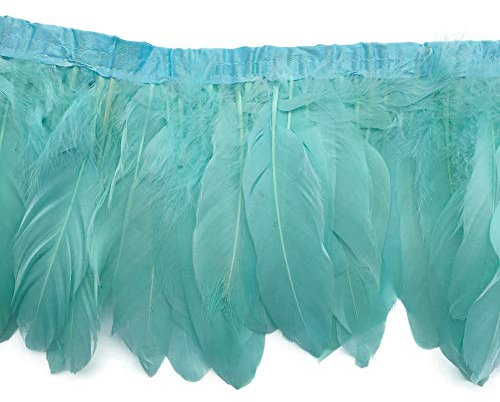 Sowder - Cinta de flecos de plumas de ganso y pato, 1,8 m, verde menta