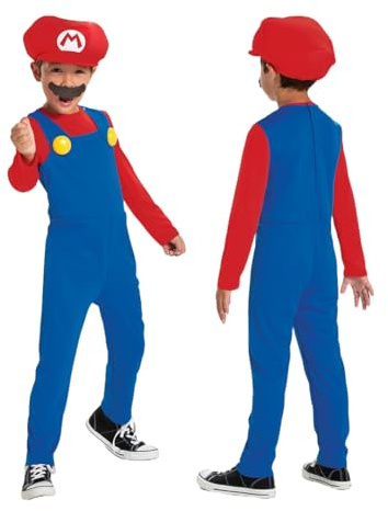 Disguise Super Mario Kostüm für Kinder, Official Nintendo Licensed Product by, enthält detaillierten Mario Overall, rote Mario Mütze und falschen Schnurrbart, 5-6 Jahre