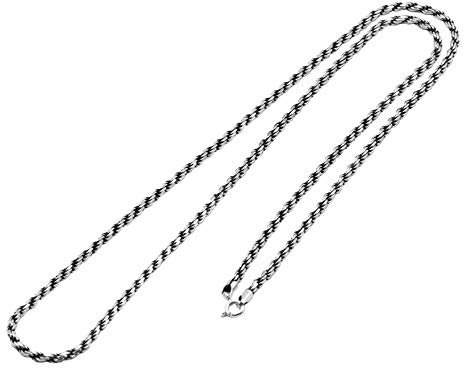 Collana catena corda in argento sterling 925 vintage per uomo donna 2mm 60cm