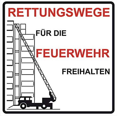 Schild Feuerwehrzufahrt Rettungsweg für die Feuerwehr freihalten 50x50cm von MBS-FIRE