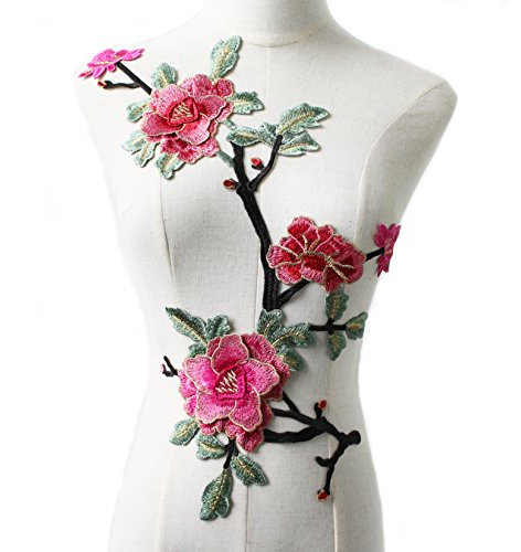 SUNMOVE 1 écusson brodé en forme de rose pour col ou buste, robe, jeans