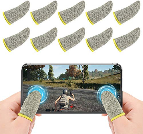 Newseego PUBG Mobile Game Finger Sleeve,[10 Pack] Touchscreen Fingerhülse Atmungsaktiv Ultradünn Anti-Sweat Fingerset Empfindliche Shoot-&Ziel-Tasten für Überlebensregeln/Knives Out für Android & IOS